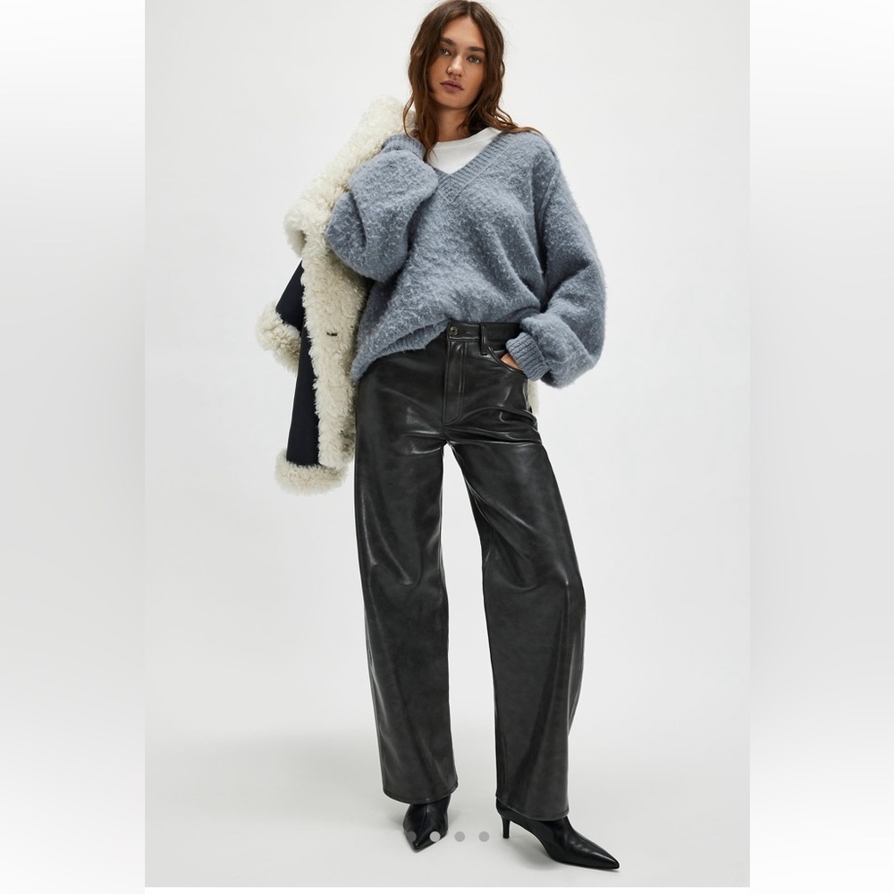 AGOLDE RECYCLED LEATHER LOW CURVE PANTS SMOKE